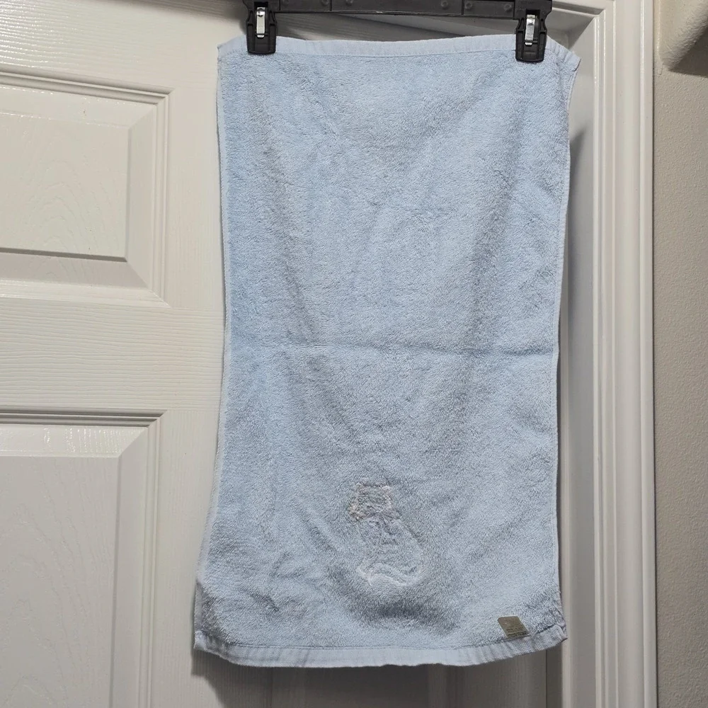 VTG Blue Terrycloth Towel Set Cat Kitten Satin Appliqué 3-Piece‎ Royal Pacific